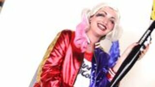 Cosplayfeet - Medusa Blonde Looks Insanely Hot In Harley Quinn Cosplay Costume With Black Nylons
